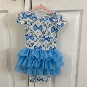 Posh Peanut Floral Blue Baby Dress